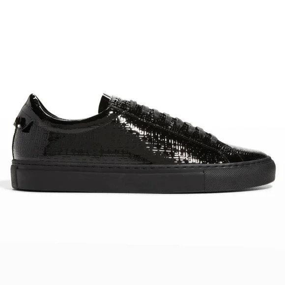 Givenchy Women's Urban Street Allover Logo Monogram Black Patent Leather Sneaker - Picture 3 of 16